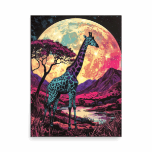 'Full Moon, Valley, Giraffe 01' art print