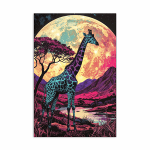 'Full Moon, Valley, Giraffe 01' postcard