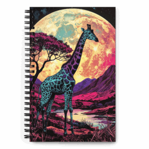 'Full Moon, Valley, Giraffe 01' spiral notebook