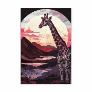 'Full Moon, Valley, Giraffe 02' postcard