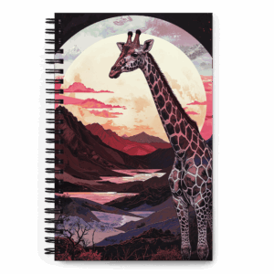 'Full Moon, Valley, Giraffe 02' spiral notebook