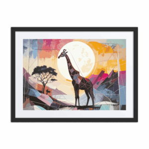 'Giraffe Abstract 01' framed art print with mat