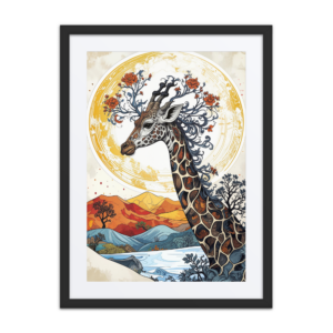 'Giraffe Abstract 05' framed art print with mat