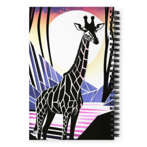 'Giraffe in Black and Pastel 01' spiral notebook