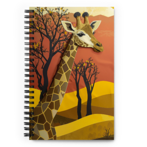 'Giraffe in Desert on Sienna' spiral notebook