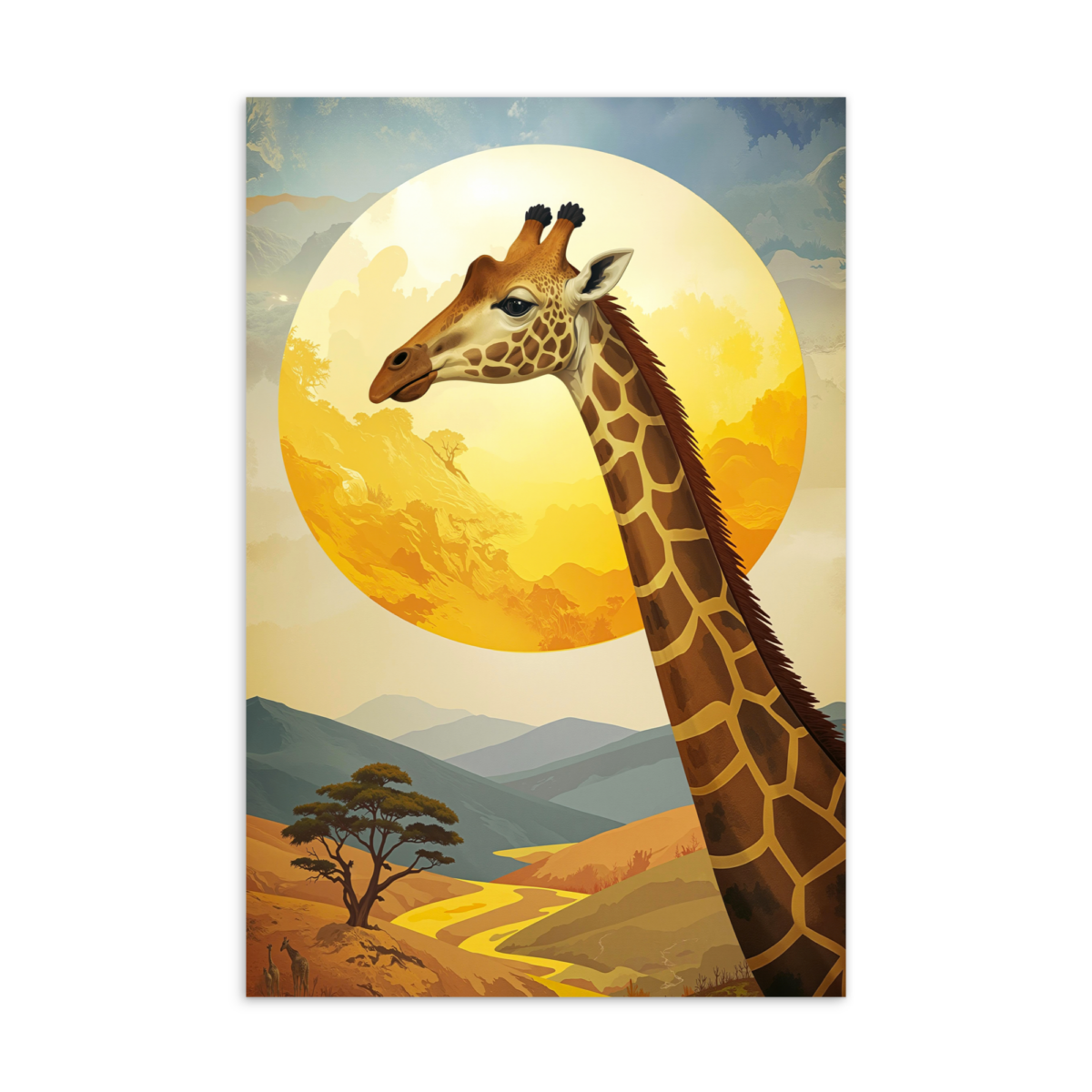 'Giraffe, Sun, Desert 01' postcard