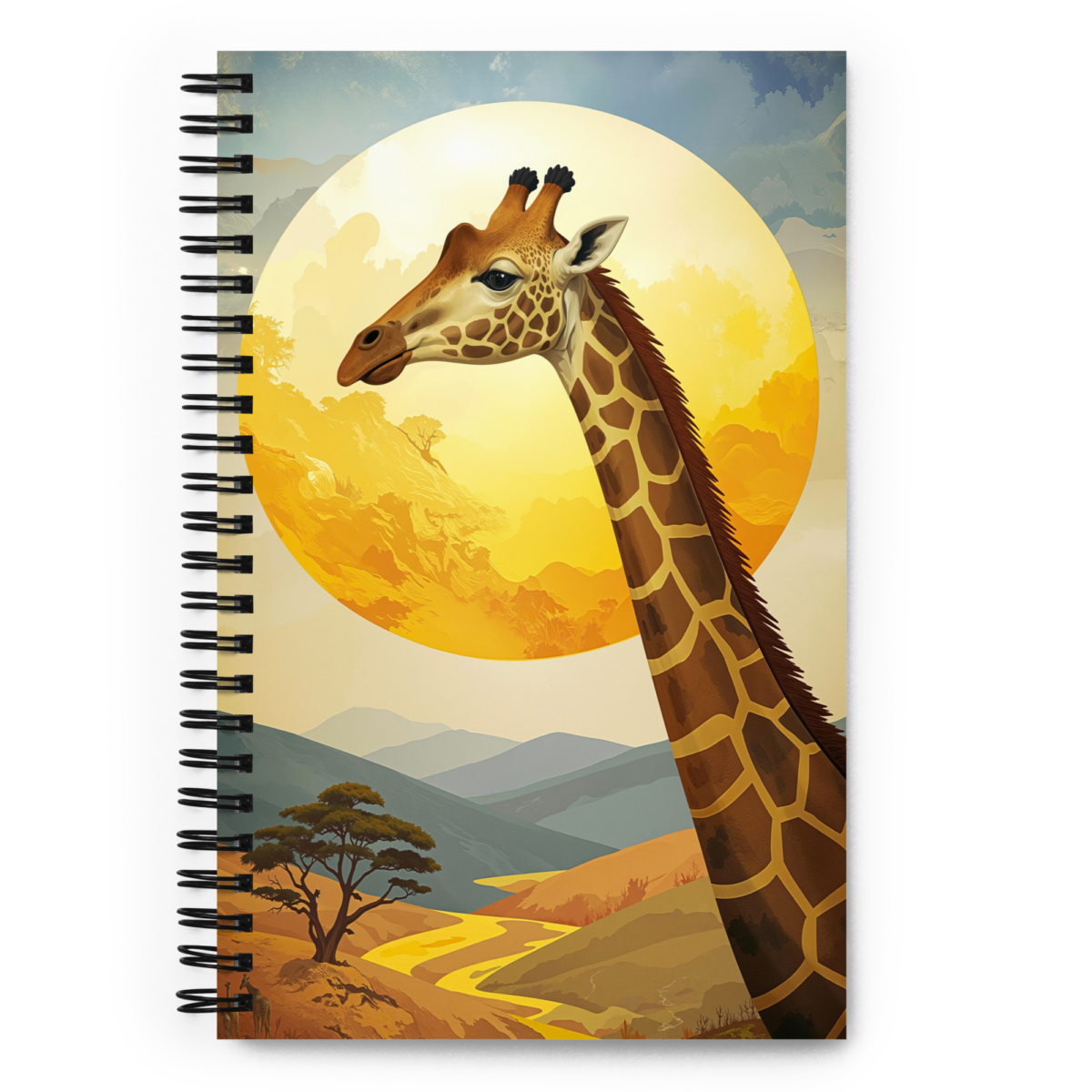 'Giraffe, Sun, Desert 01' spiral notebook