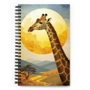 'Giraffe, Sun, Desert 01' spiral notebook