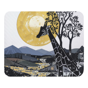 'Giraffe, Sun, Mountains 01' mouse pad