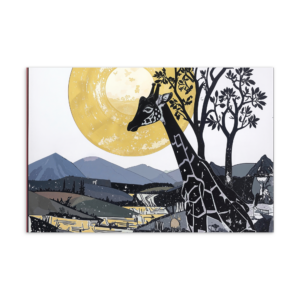 'Giraffe, Sun, Mountains 01' postcard