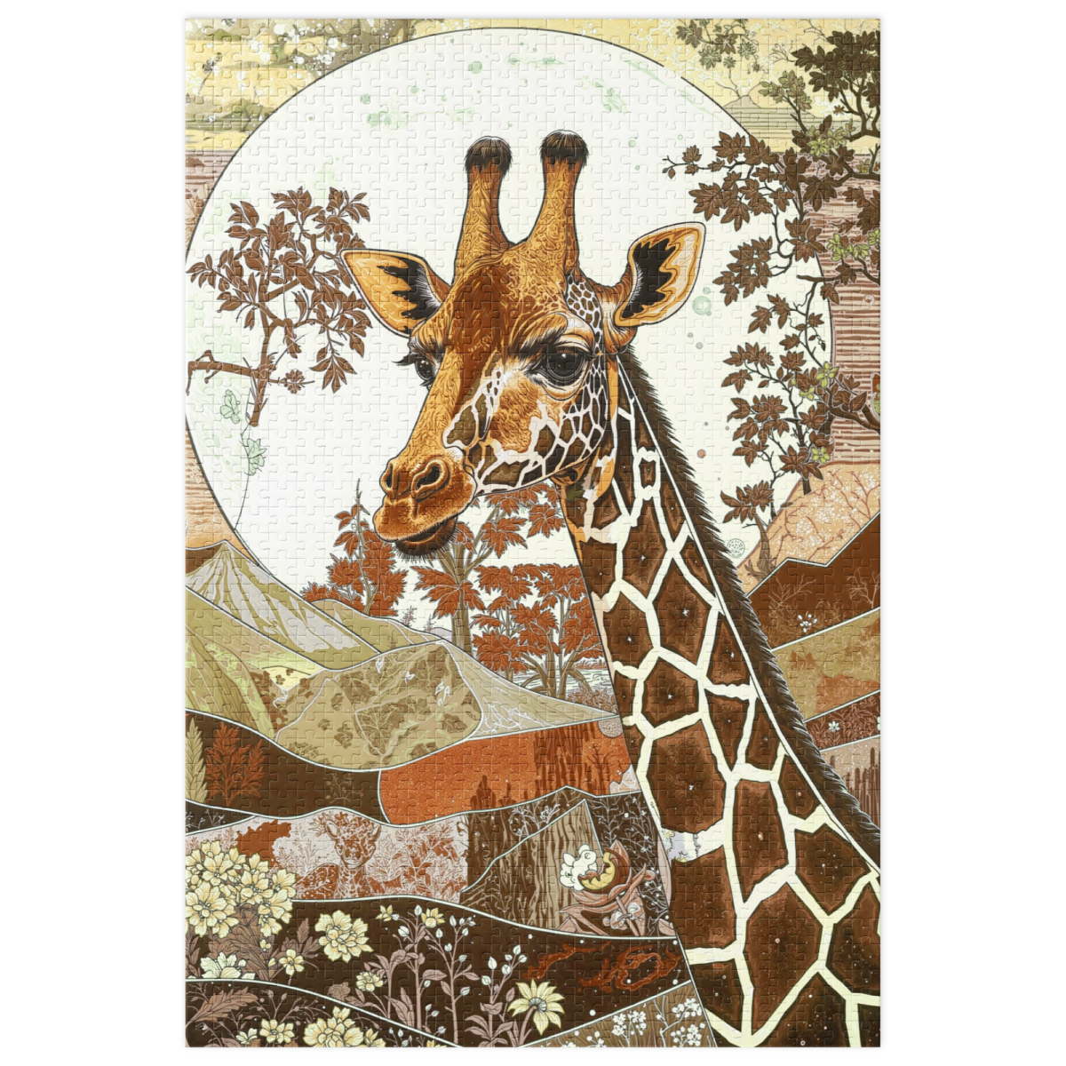 'Giraffe Tapestry 01' jigsaw puzzle with tin